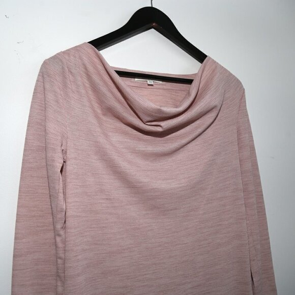 PURE + GOOD Dress Cowl Neck Draped Tunic Ribbed  Long Sleeve Blush Pink - Picture 6 of 7